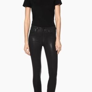 Paige Hoxton High-Rise Coated Jeans Black Fog Luxe Coating